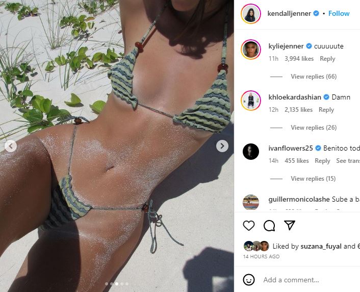 Kendall Jenner Flaunts in Triangle Bikini Next Day After Showing Her in Black